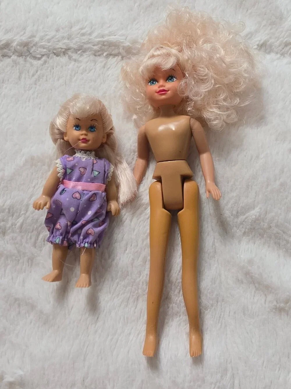 Vintage Kid Kore Dolls 1990s Lot Big Fashion Doll & Little Sister in Romper